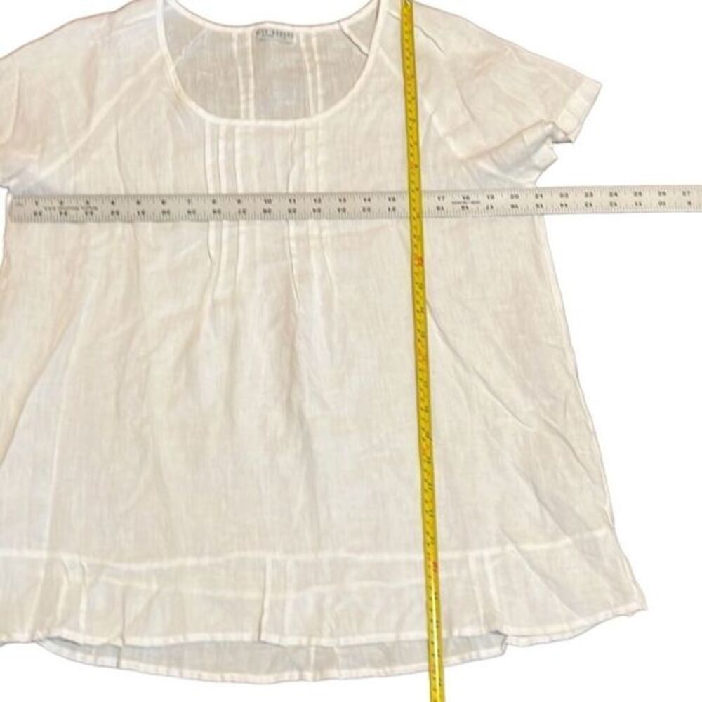 Russ Berens top S 100% linen white pintuck cottage romance graceful ladylike - Picture 9 of 10